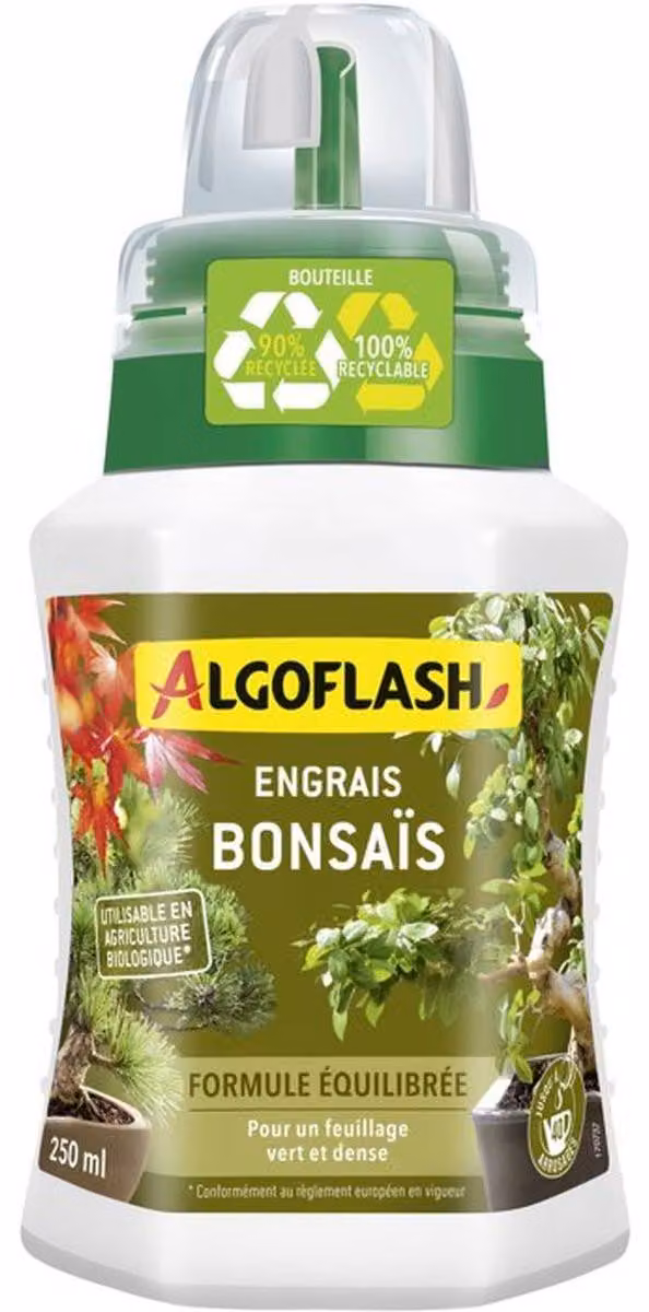 ALGOFLASH NATURASOL, concime liquido per bonsai, 250 ml, formulazione bilanciata per una crescita sana e una fitta chioma verde, adatto all'agricoltura biologica