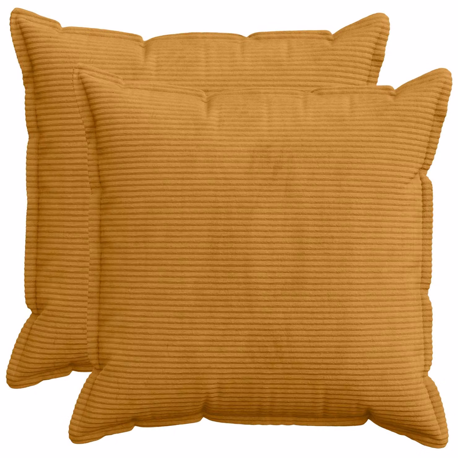Set di 2 federe vidaXL HOUTEN in velluto a coste gialle, L 65 x L 65 cm