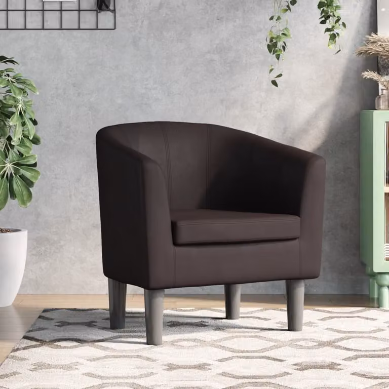Poltrona Cabriolet vidaXL in similpelle marrone con braccioli e struttura in legno e schiuma