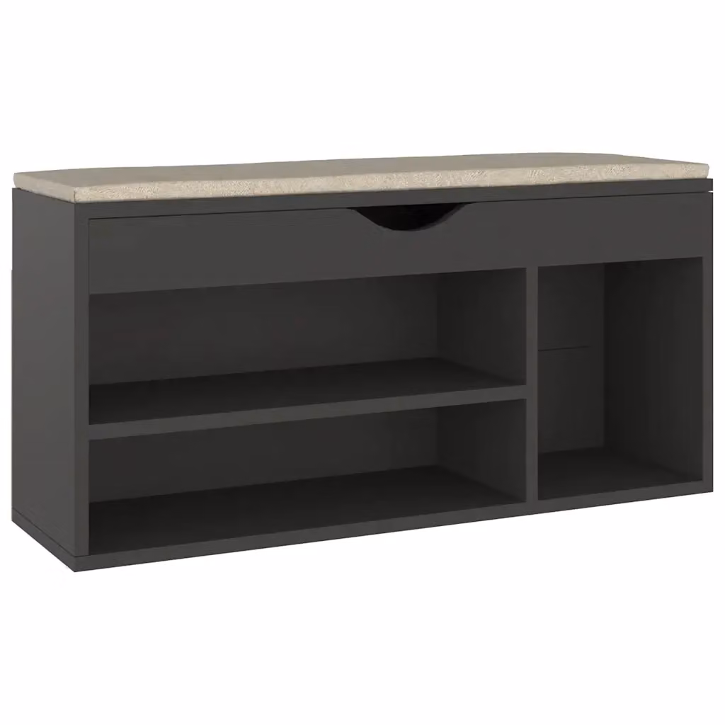 Panca porta scarpe con cuscino vidaXL grigia in legno e tessuto L: 104 cm, P: 30 cm, H: 49 cm – 2
