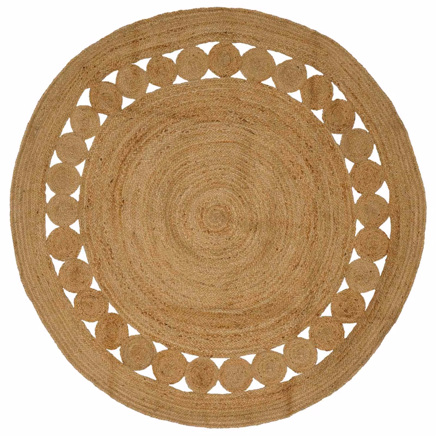 Tappeto rotondo in juta vidaXL, moderno e lavabile, marrone e beige, Ø 210 cm