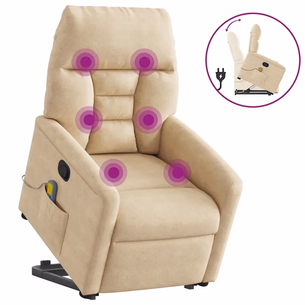 Poltrona Alzapersona Reclinante con Assistenza Elettrica vidaXL in Microfibra Beige – 2