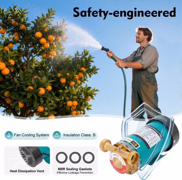 Pompa di aumento pressione, 120 W - Capacità: 25 litri/minuto - Uscita: 19 mm - Materiali: ottone e acciaio inossidabile