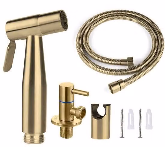 Doccetta per bidet, soffione per bidet in acciaio inossidabile laccato oro spazzolato.