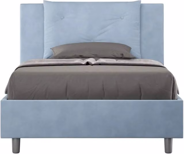 Letto una piazza e mezza senza rete imbottito 110x200 microfibra azzurro Appia