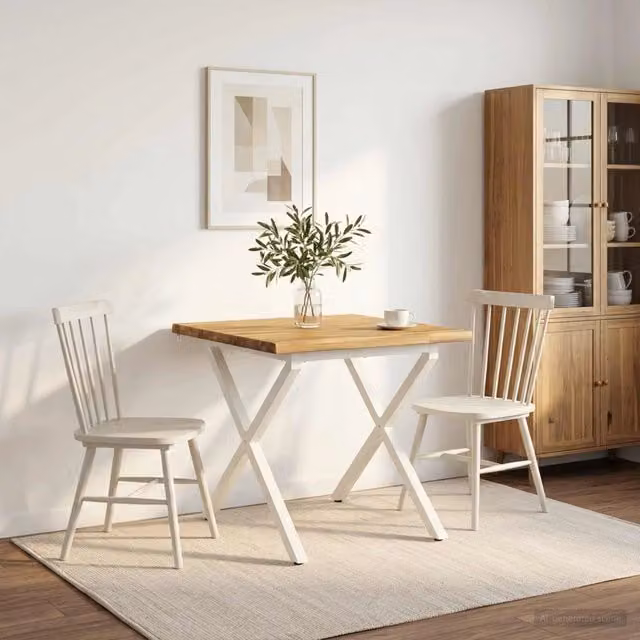 70 x 70 x 75 cm Legno di Acacia Massello Bianco Quadrato 938674