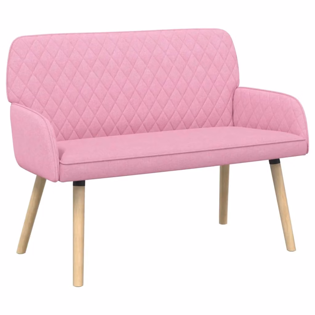Divano a 2 posti moderno vidaXL in tessuto rosa con gambe in legno e metallo L: 115 cm, P: 58 cm, H: 86 cm – 2