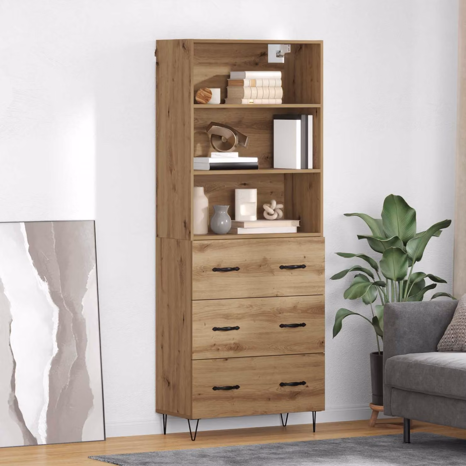 Set di 2 credenze vidaXL in stile industriale color rovere marrone con ripiani interni e ante, L/P/H: 69,5 x 34 x 180 cm