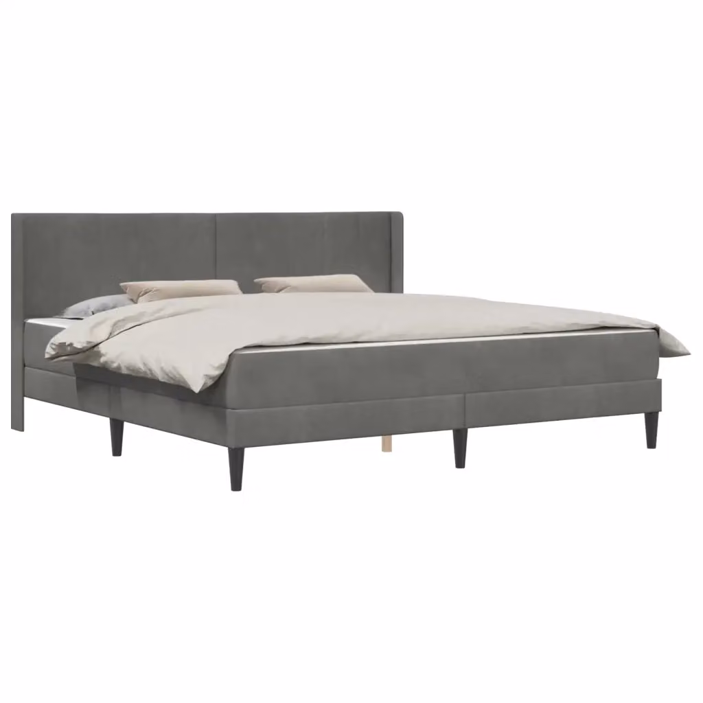 Letto matrimoniale moderno vidaXL in velluto grigio con materasso a molle L/P/H: 184 x 180 x 202 cm – 2