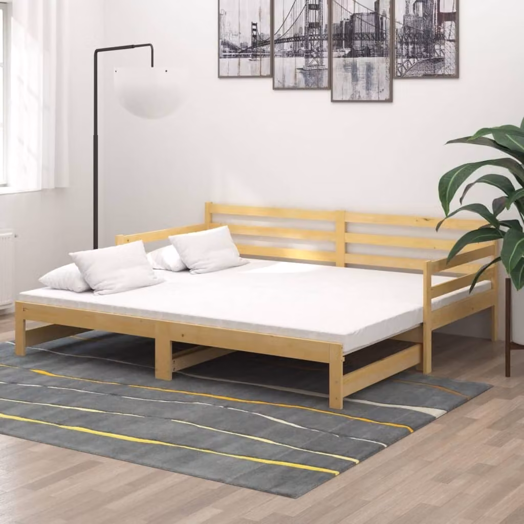 The Living Store Letto da giorno allungabile 2x(90x200) cm in legno di pino massiccio