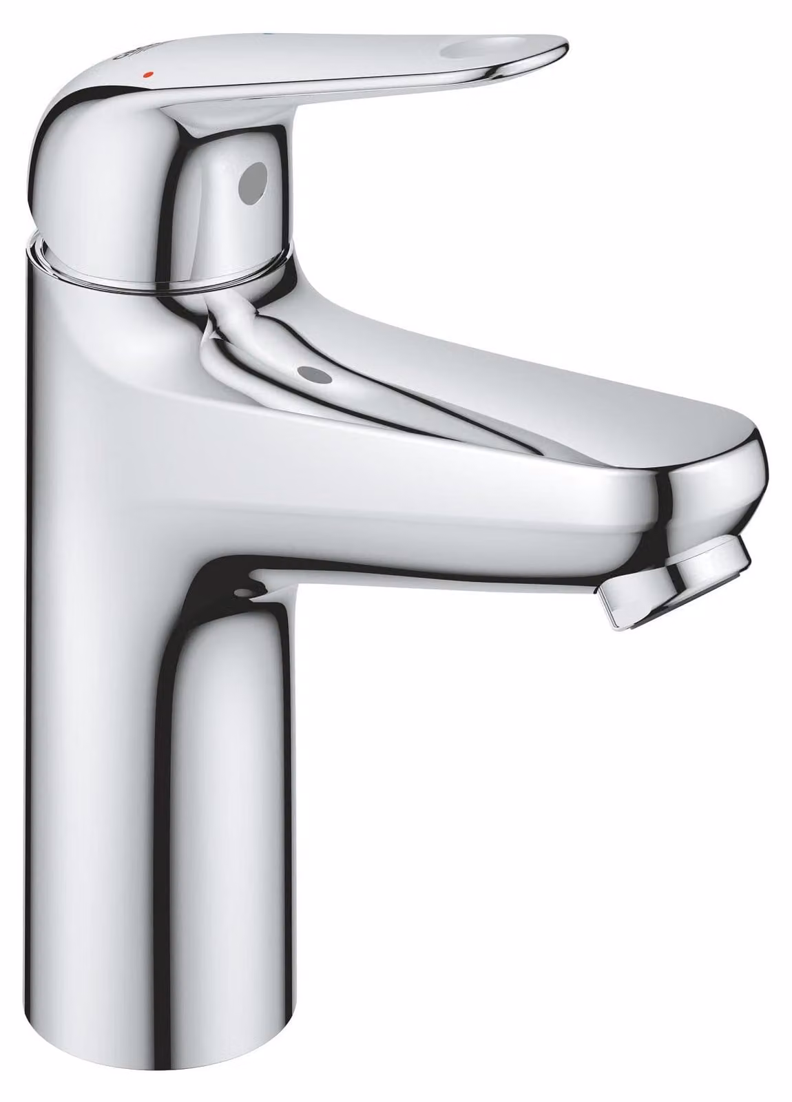 Rubinetto per lavabo, a risparmio idrico, con tappo di scarico a pressione, 18 cm, cromato