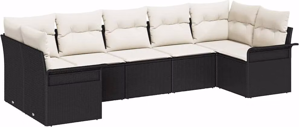 Set Divano da Giardino con archiviazione 7 pcs Nero Poly Rattan