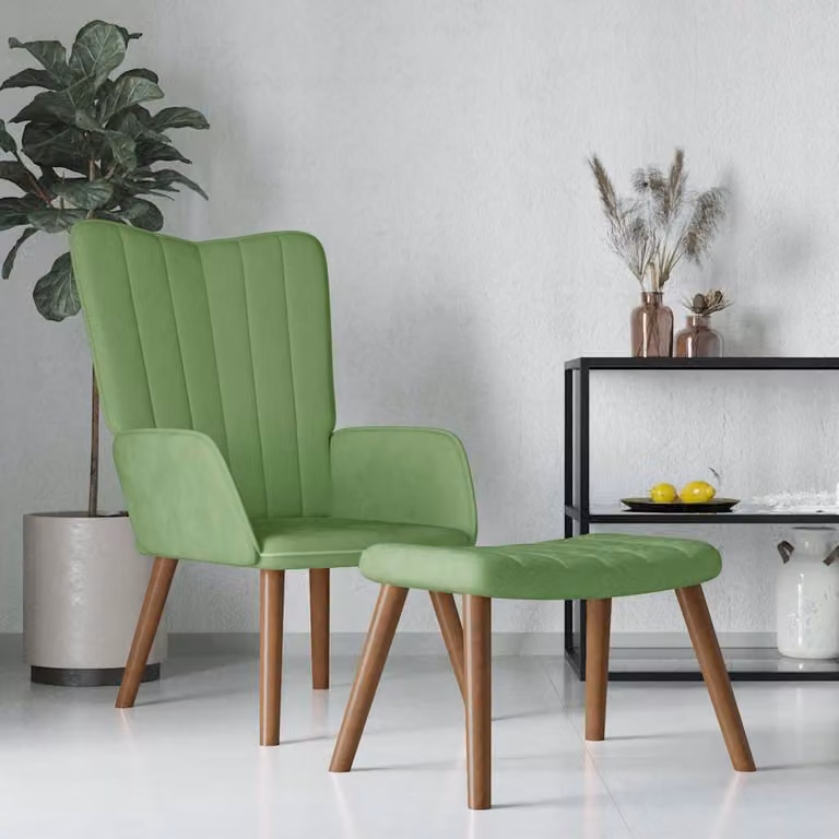 Maison Exclusive - Poltrona relax con poggiapiedi in velluto verde chiaro