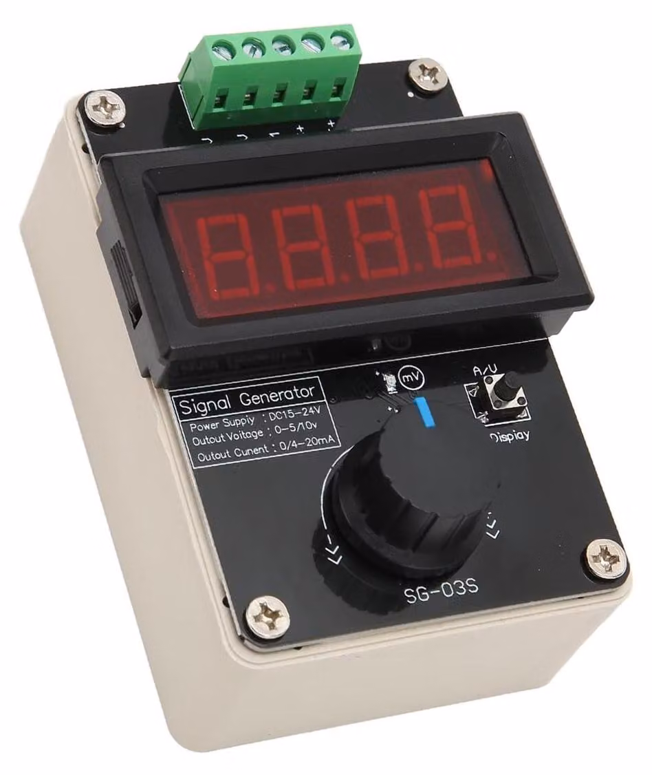 Generatore di segnali DC a 24V per test di PLC, con uscita 0-10V/0-22mA
