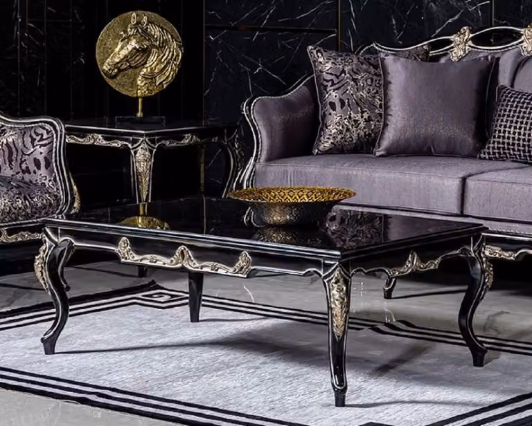 Casa Padrino Tavolino barocco nero/oro - Tavolo da salotto in legno massiccio fatto a mano - Mobili da salotto in stile barocco