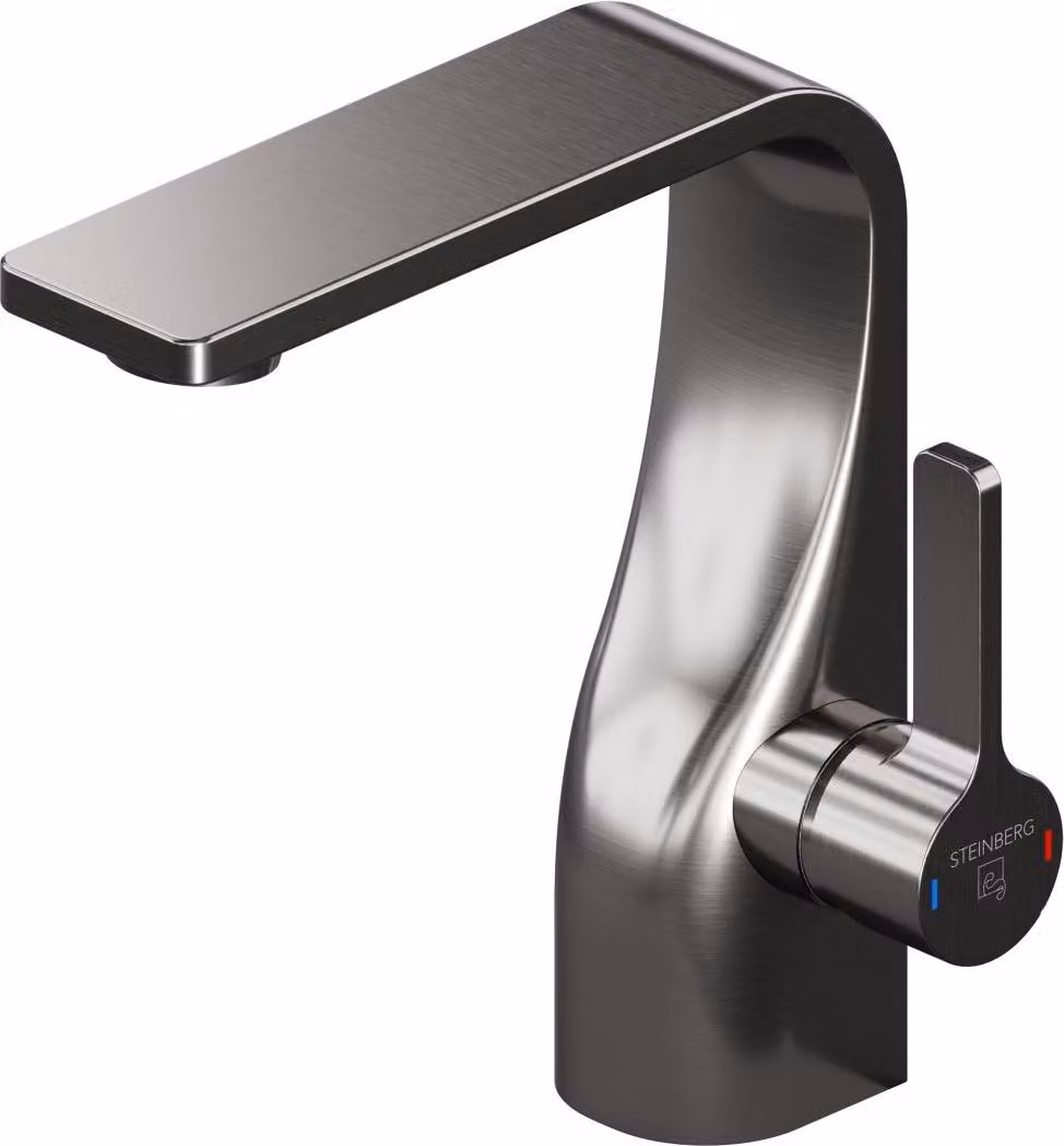 Steinberg Série 230 Mitigeur monocommandé pour lavabo, avec cartouche céramique, tubes flexibles, sans vidage, saillie 112mm, 23010102BGM, 23010102BGM