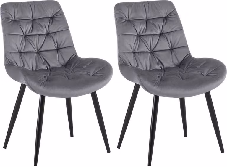 set di 2 sedie da pranzo - sedie in velluto - elevato comfort di seduta | colore: grigio