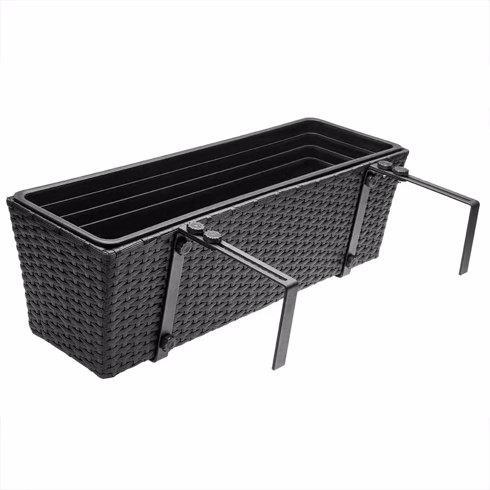 Set di 2 fioriere da balcone Casaria in polyrattan nero L: 60 cm, P: 20 cm, H: 19 cm – 4