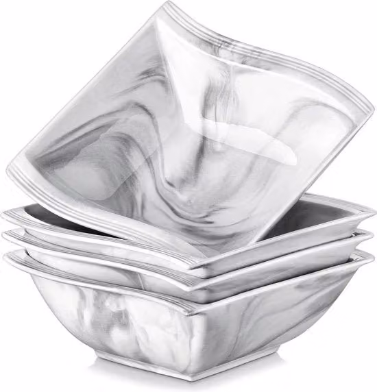 Ciotola per zuppa e cereali Malacasa serie Flora in ceramica grigia, capacità 850 ml