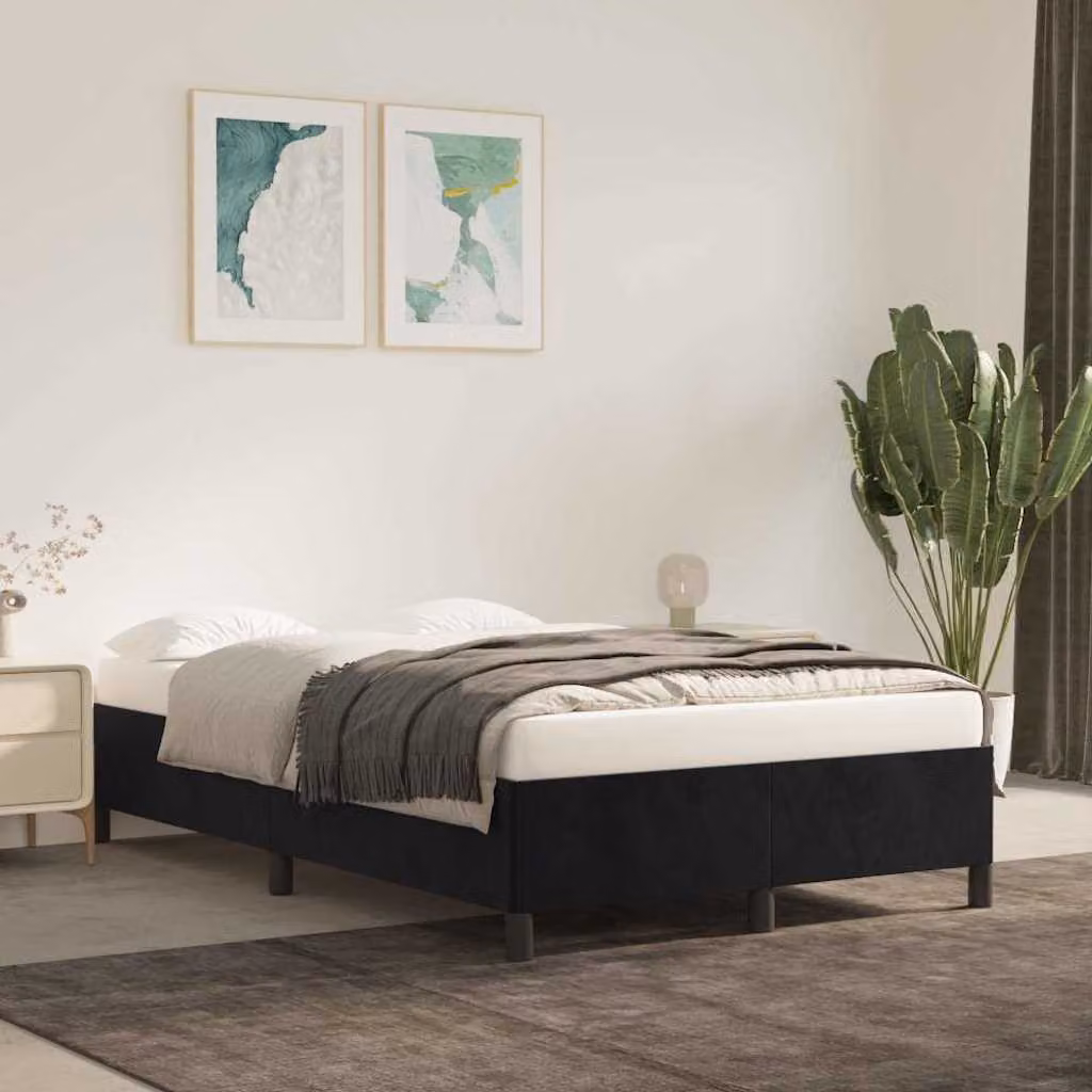 Giroletto vidaXL senza materasso in velluto nero L/P/H: 203 x 120 x 35 cm