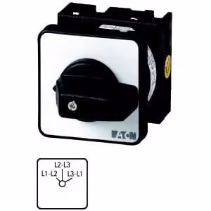 Commutatore per misuratore di tensione Eaton, T0, 20 A, da incasso, 2 moduli, contatti: 4, 45°, con arresto, senza posizione zero, fase/fase, codice articolo 15922 053099