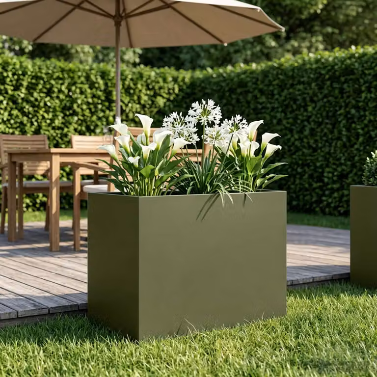 vidaXL Vaso da giardino in metallo Verde, L 50 x P 40 x H 50 cm
