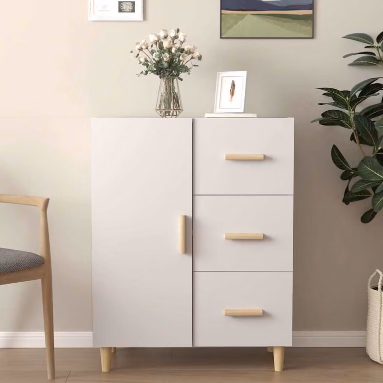 Credenza moderna bianca vidaXL in legno e MDF da appendere al muro L: 69,5 cm, P: 34 cm, H: 90 cm