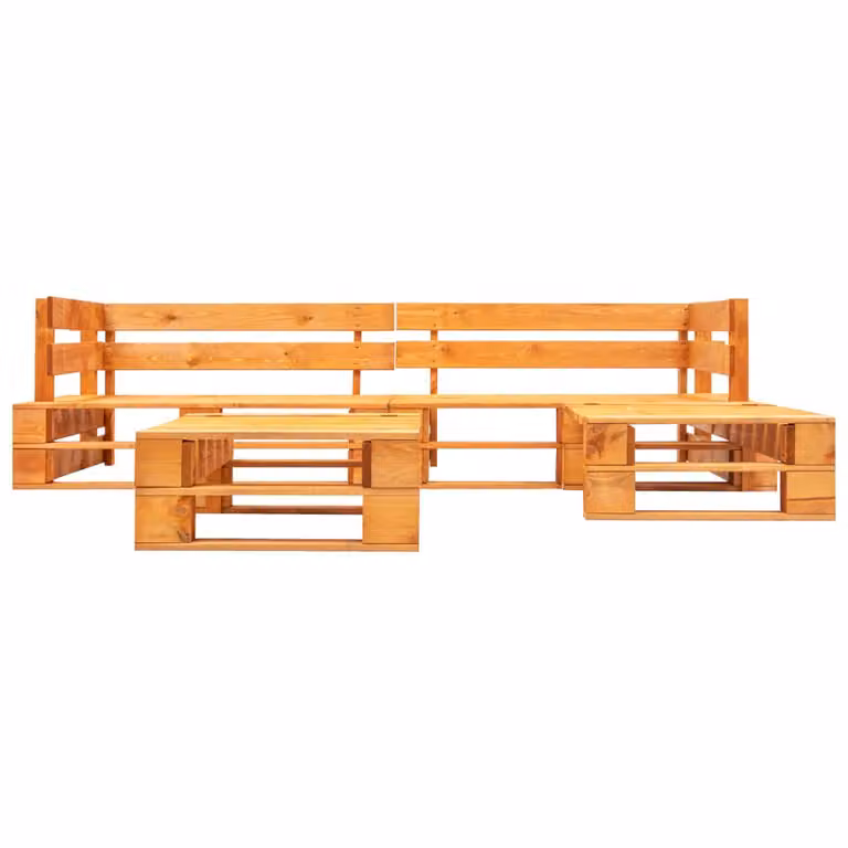 set di divani da giardino in pallet 4 pezzi in legno marrone miele