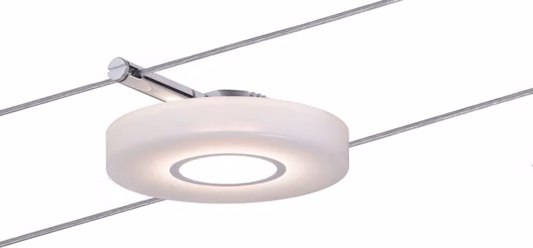 Paulmann Wire Systems, faretto a LED a basso voltaggio (DC), modello DiscLED I, 1x4W, finitura cromo/satinato, 12V DC, corpo in plastica
