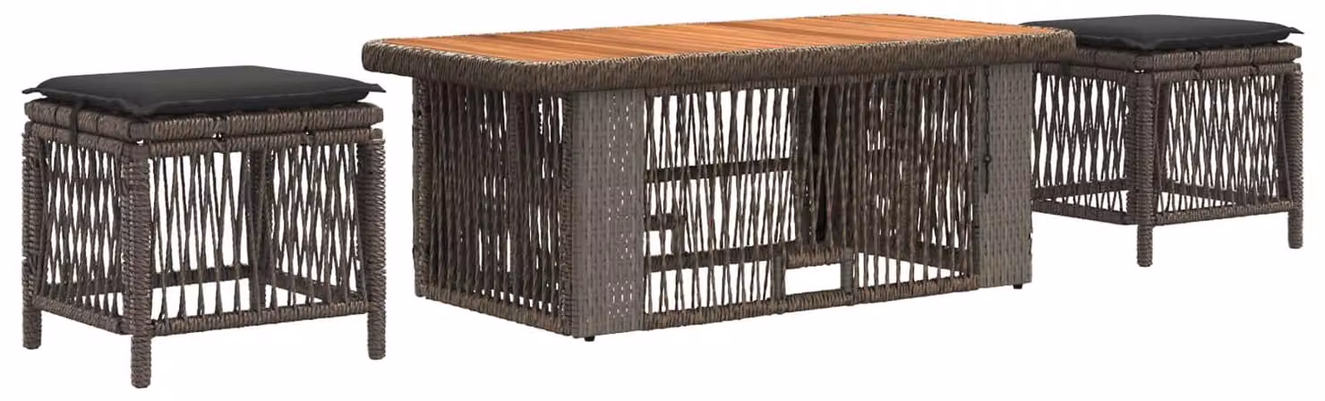 Set da Pranzo per Giardino 4 pcs Grigio e Grigio Scuro