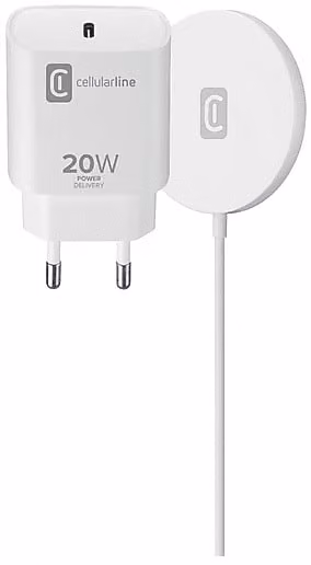 Caricatore Wireless Cellularline Mag Kit MagSafe con USB-C, Bianco