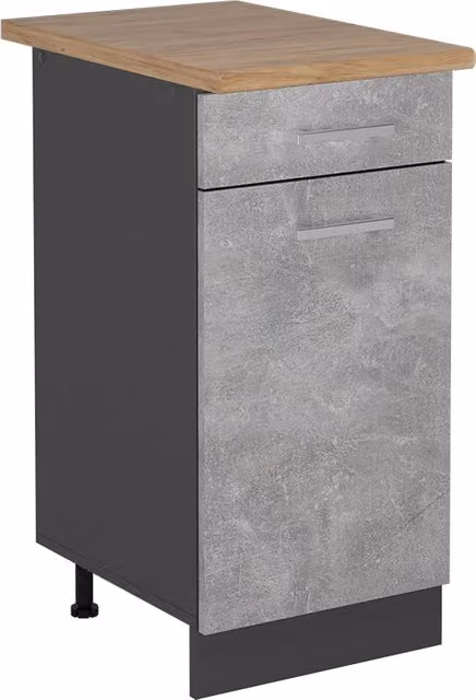 Mobiletto base per cucina Vicco R-Line Antracite e Rovere con ante a battente e ripiani interni L: 40 cm, H: 81,6 cm, P: 60 cm