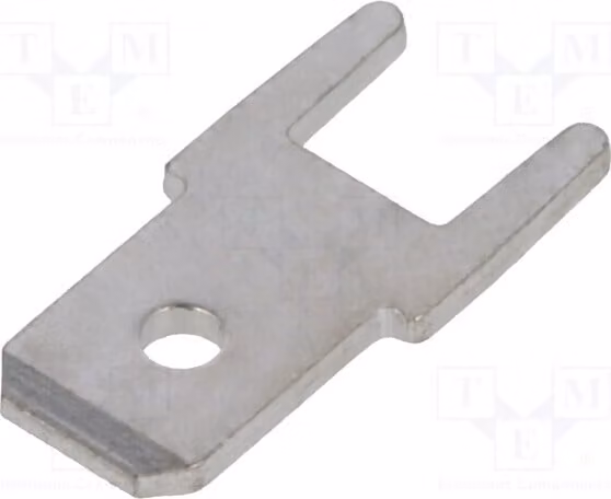 Connettore a lamella: piatto, rettangolare, modello 382508.28 - Terminali saldabili da 4,8 mm, spessore 0,8 mm, in ottone, per montaggio su circuito stampato, stagnato