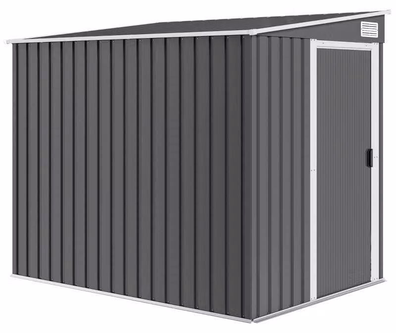 Casetta in metallo 2,81 m² 154x206,5x181 cm Ripostiglio con tetto a una falda Fondamenta