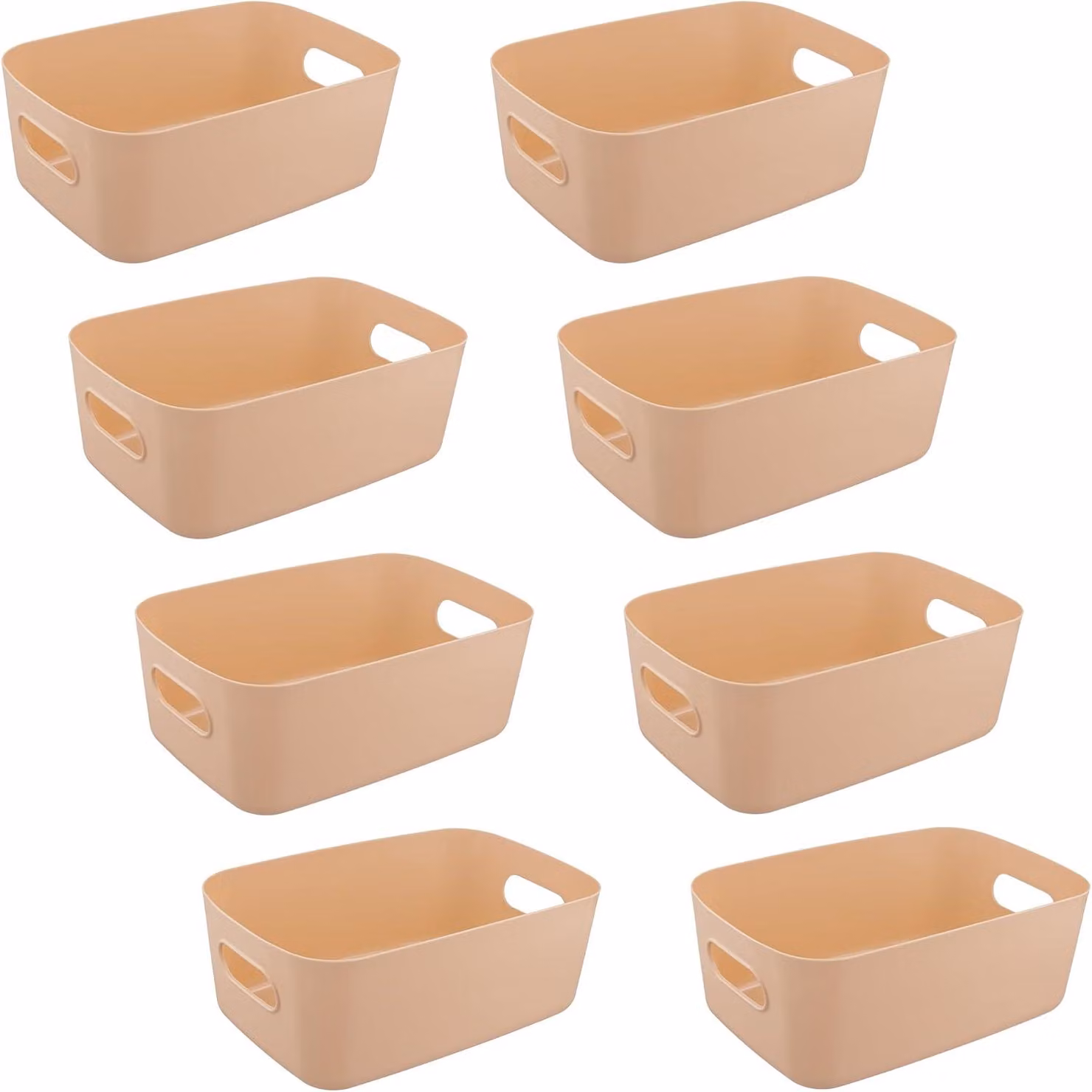 Set di contenitori, 8 pezzi, dimensioni 12 x 20 x 12 cm, in plastica con maniglia, ideali per bagno e cucina