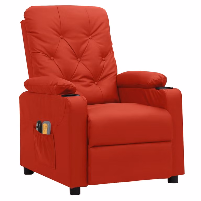 vidaXL Sedia da massaggio elettrica in Pelle finta rosso vino