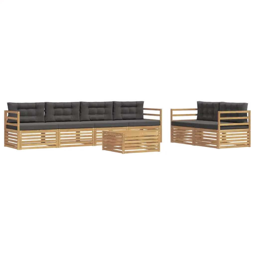 Set di divani da esterno 7 pezzi vidaXL in legno di acacia con cuscini bianchi e antracite – 2