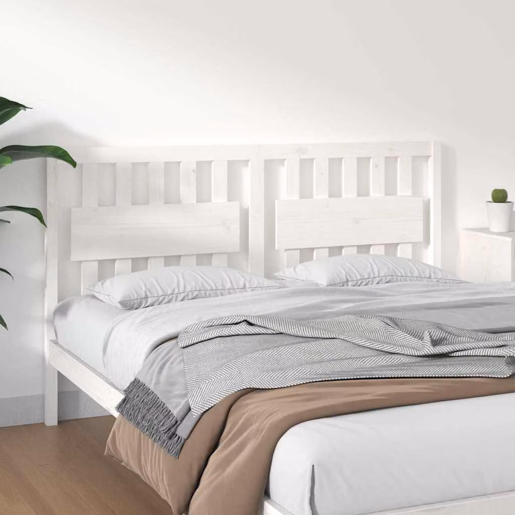 Testiera per letto vidaXL in legno massello di pino bianco, L 155,5 x P 4 x H 100 cm