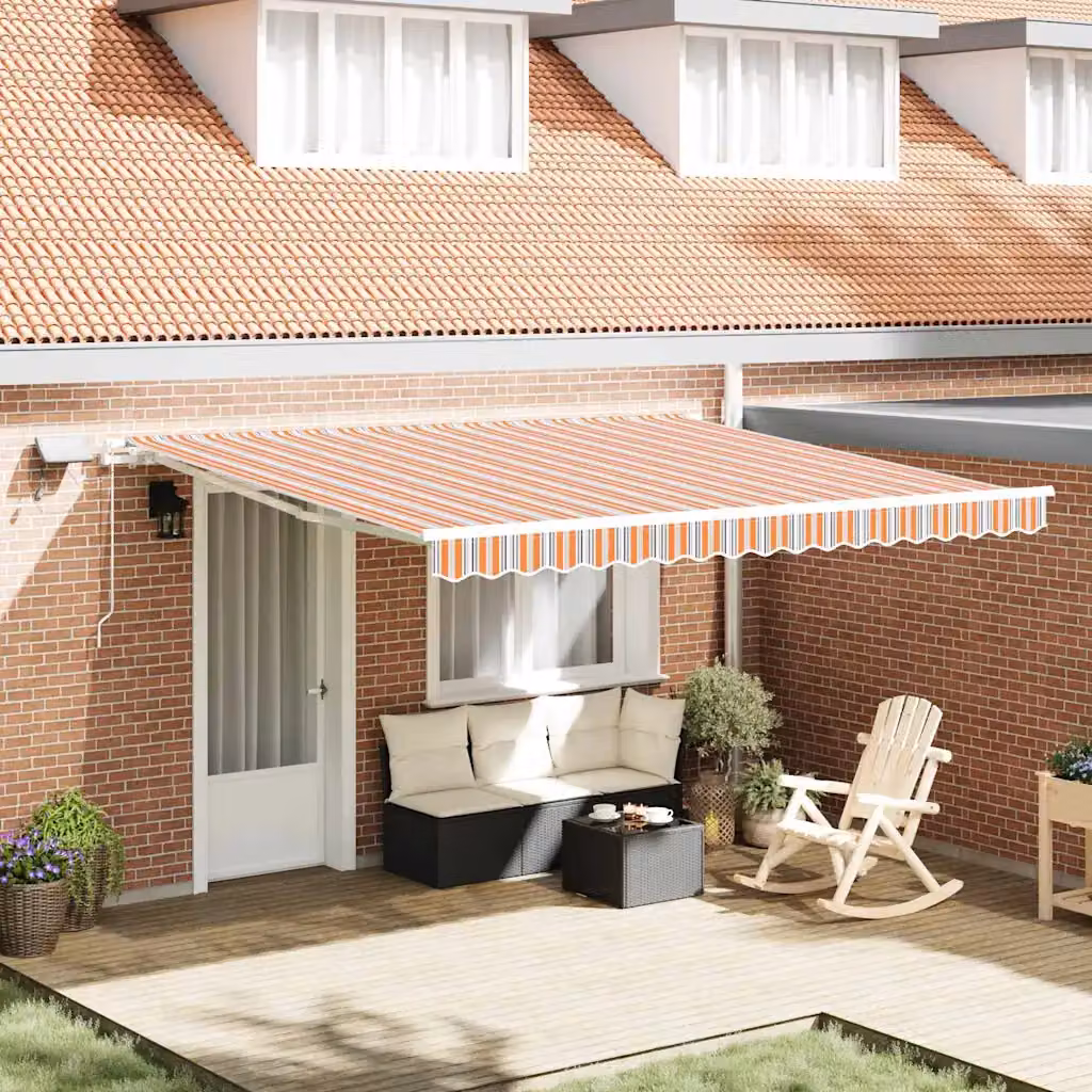 vidaXL Tenda retrattile multicolore in poliestere e alluminio L 400 cm x P 300 cm