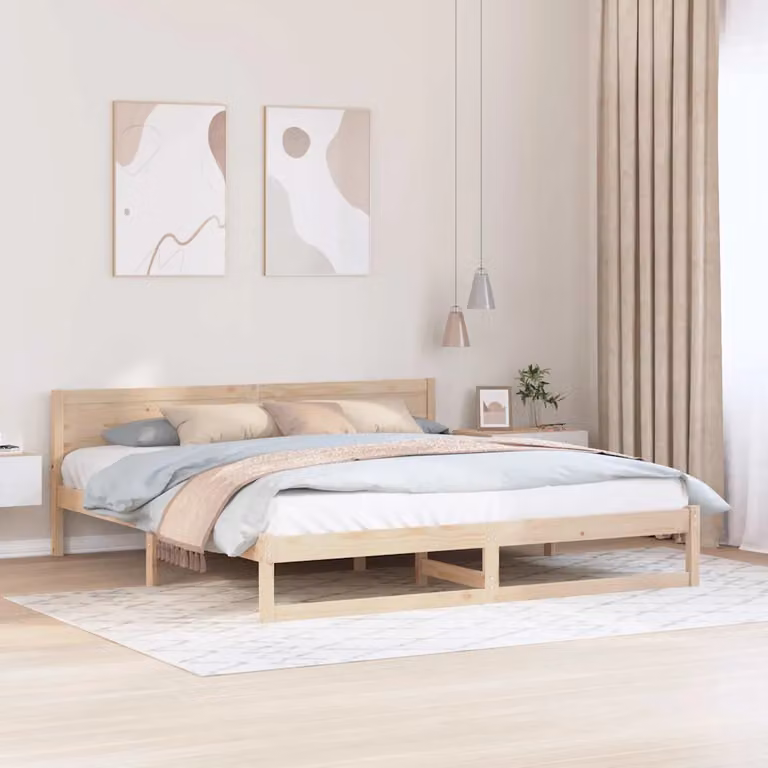 Struttura del letto moderna vidaXL in pino massello naturale 200 x 200 cm