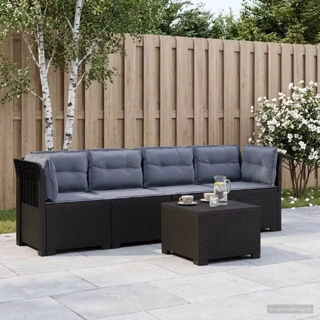 Divano da Giardino a 4 Posti con Cuscini in Stile Rattan PP 3443873