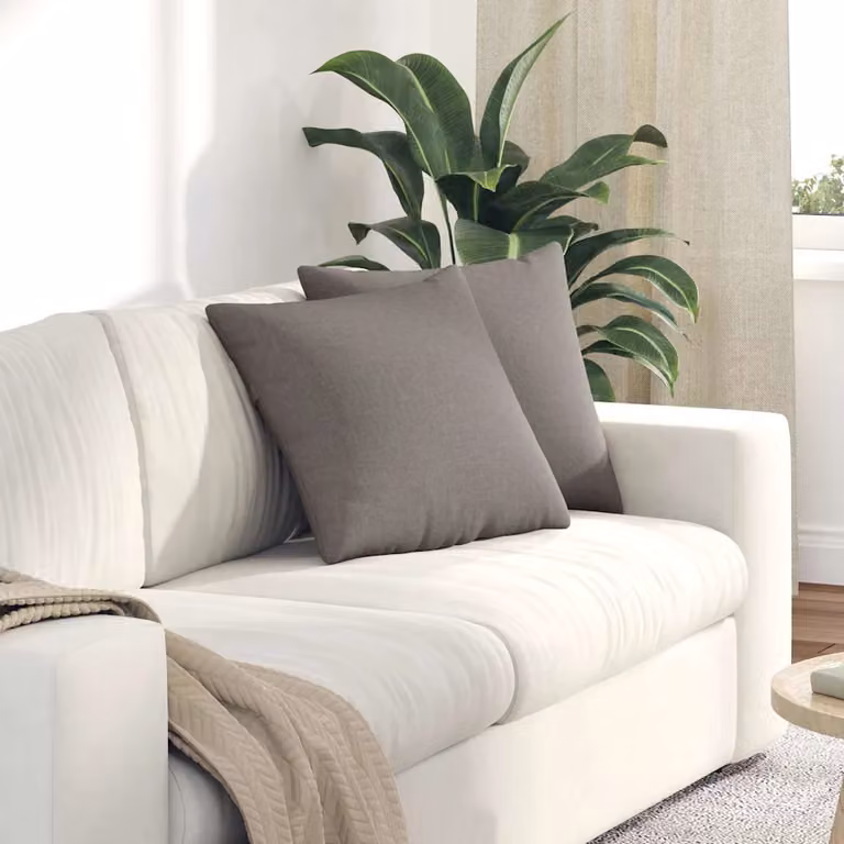 Set di 2 cuscini da divano quadrati vidaXL in tessuto con fodera rimovibile, disponibili in beige o grigio, L 45 cm x P 45 cm x H 45 cm