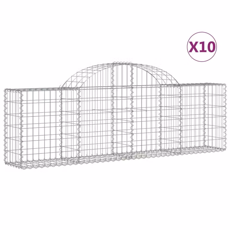 Cesti Gabbioni ad Arco 10 pz 200x30x60/80 cm Ferro Zincato