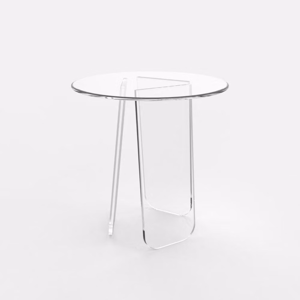 Tavolino trasparente rotondo 45cm design moderno Bridget