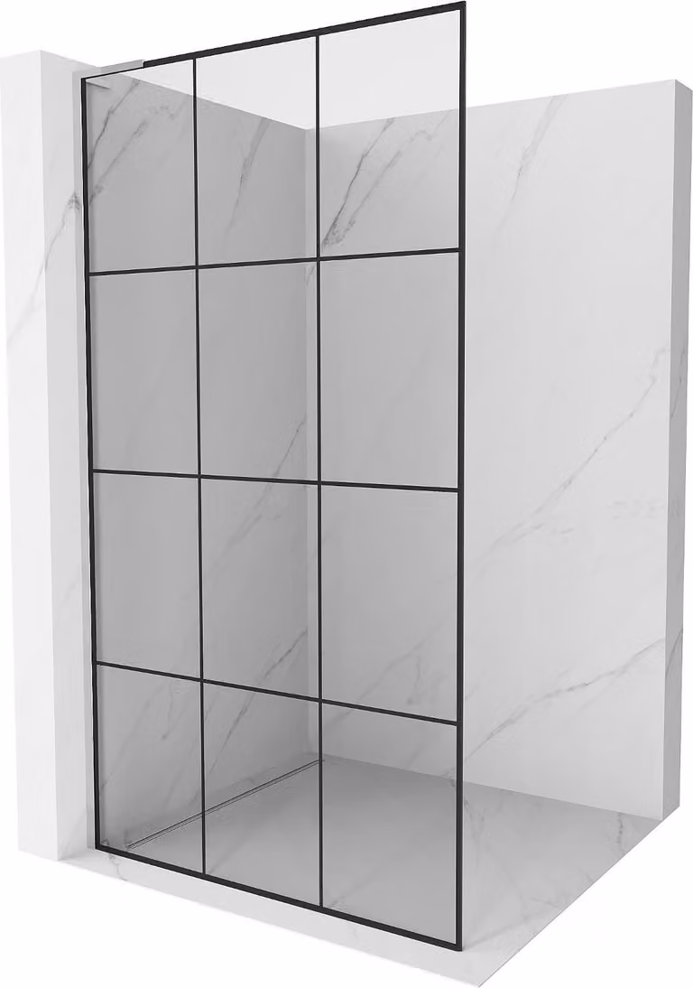Mexen Kioto L pannello doccia Walk-in 120 x 200 cm, griglia nera, cromo - 800-120-103-01-77