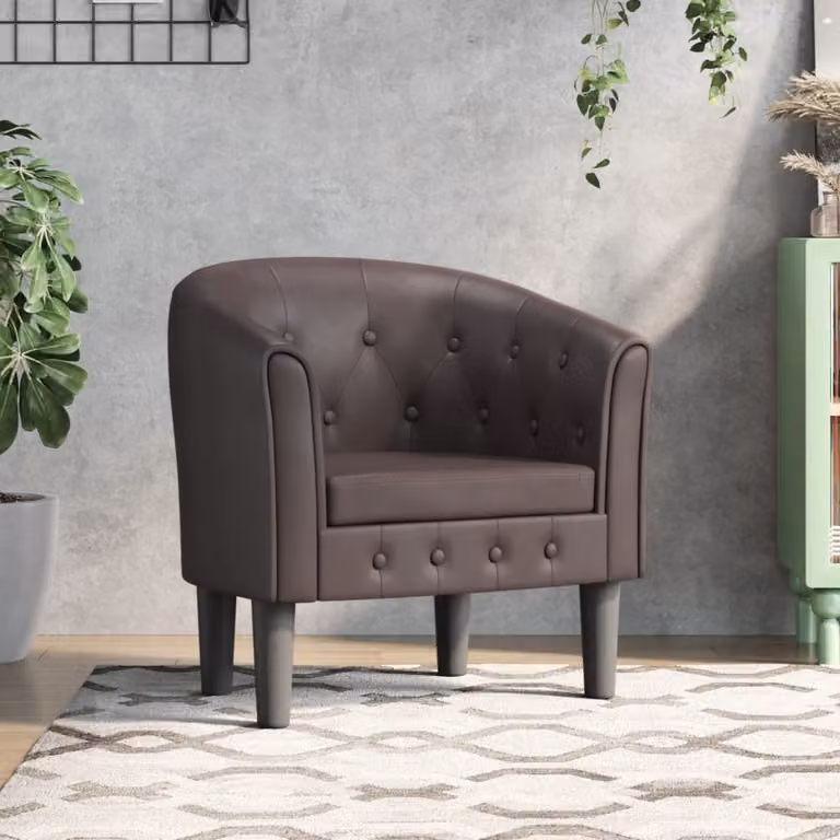 Poltrona Cabriolet vidaXL in similpelle marrone con braccioli e struttura moderna per soggiorno o ufficio