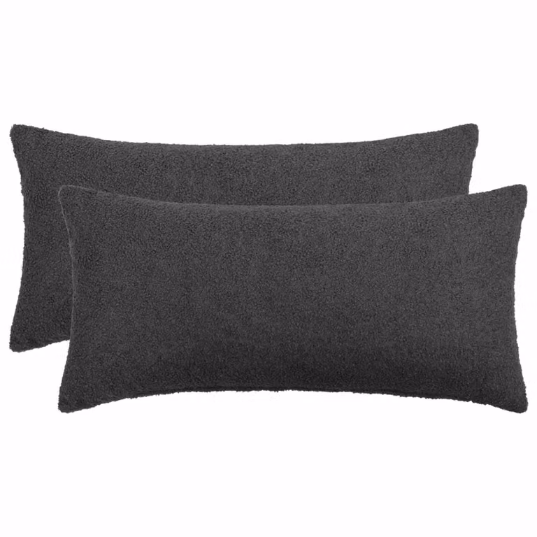 Set di 2 federe vidaXL HEERLEN in tessuto bouclé grigio, L 40 cm x P 70 cm