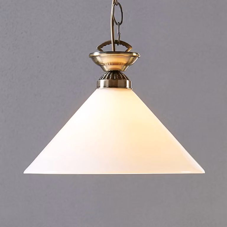 Lampada a sospensione in vetro Otis Lindby, dimmerabile, Bronzo / Ottone antico, Cucina, Vetro, Antico, Lampada a sospensione