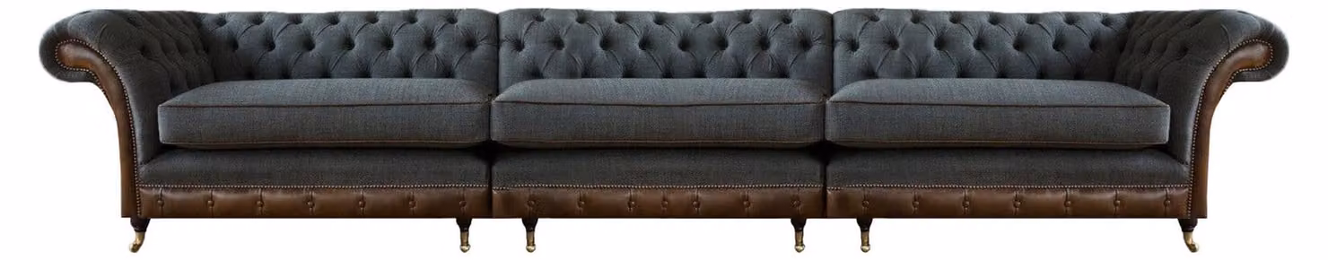 Dunkelgraue Chesterfield Sitzmöbel Wohnzimmer Designer Textil Couch