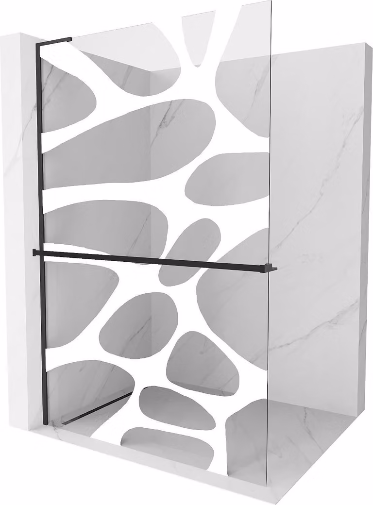 Mexen Kioto+ L pannello doccia con mensola Walk-in 120 x 200 cm, onda bianca, nero - 800-120-123-70-97